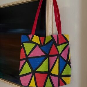 Colorful Geometric Pattern Tote Bag - Multicolor